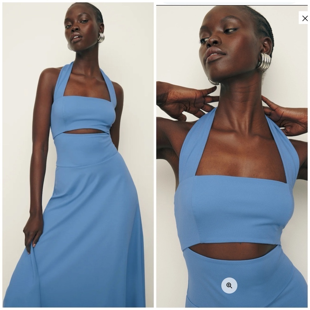 💋Reformation Sonali knit Blue Midi Dress size Medium - Picture 3 of 12